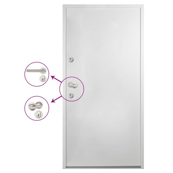 vidaXL Aluminium Front Door White 110x207.5 cm