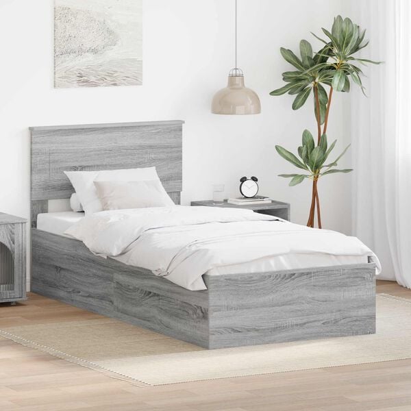 vidaXL Bed Frame Grey Sonoma 75 x 190 cm Engineered Wood
