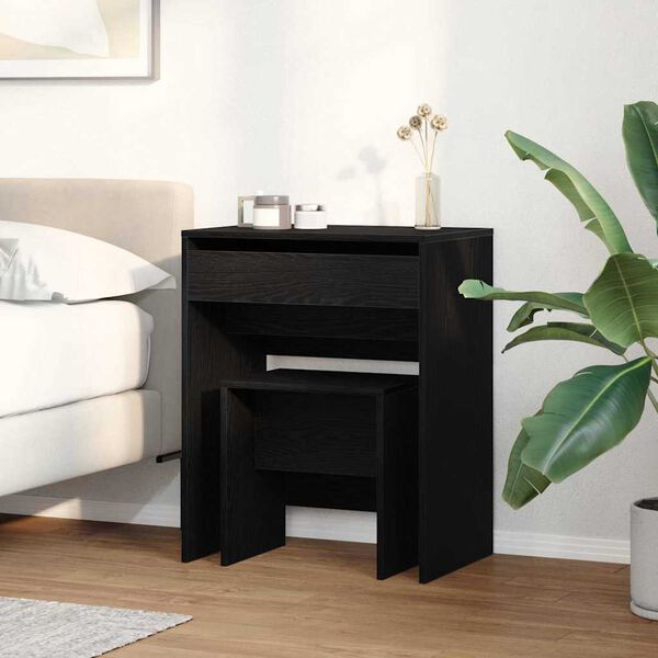 vidaXL Dressing Table Black oak 60 x 40 x 75 cm Engineered wood