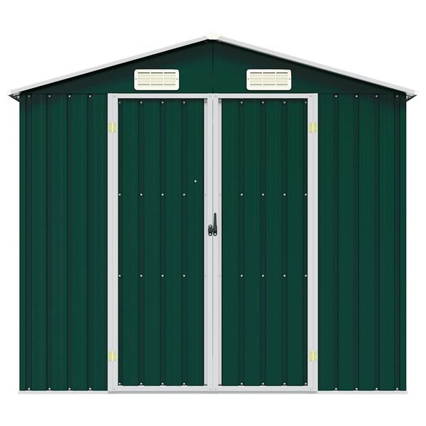 vidaXL Garden Shed Green 205x129x183 cm Galvanised Steel