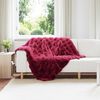 vidaXL Anti-Slip Faux Rabbit Fur Blanket Olite 4 pcs Bordeaux Red