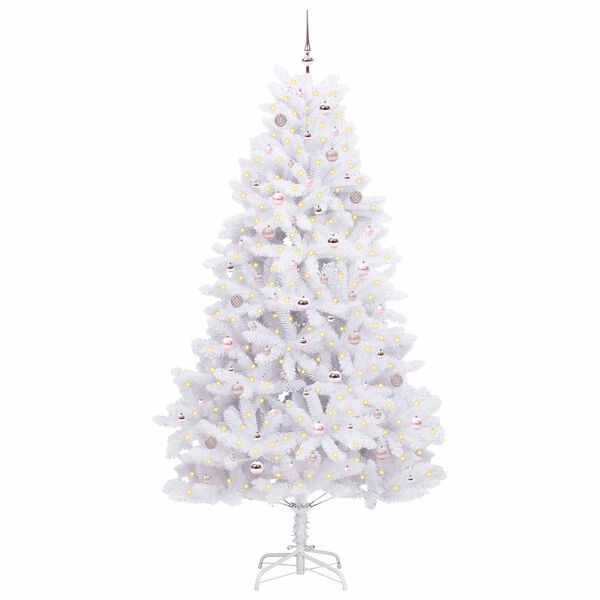 vidaXL Artificial Hinged Christmas Tree White 240 cm PVC and Steel