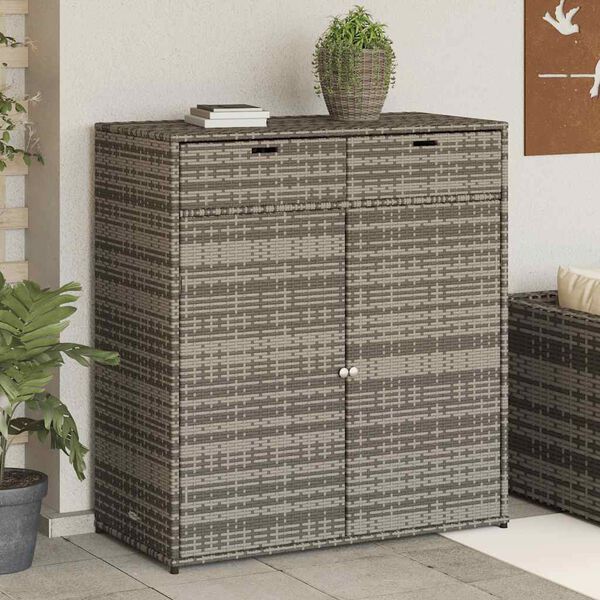 vidaXL Garden Storage Cabinet Grey 105x55x113 cm Poly Rattan