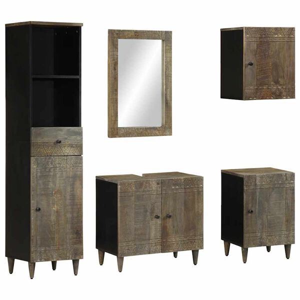 vidaXL 5 Piece Bathroom Furniture Set Solid Wood Mango