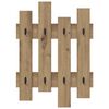 vidaXL Wall-Mounted Coat Rack Wall-mounted Artisan oak 60 x 3 x 82 cm