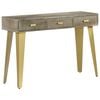 vidaXL Console Table Solid Mango Wood Grey with Brass 110x35x76 cm
