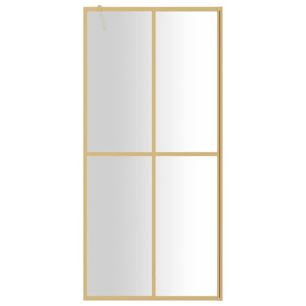 vidaXL Walk-in Shower Wall with Clear ESG Glass Gold 100x195 cm