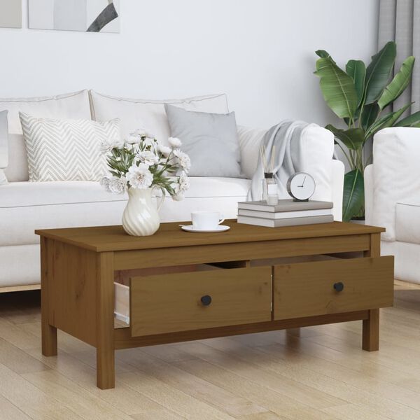 vidaXL Coffee Table Honey Brown 100x50x40 cm Solid Wood Pine
