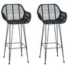 vidaXL Bar Chair 2 pcs Black 55 x 52 x 105 cm Rattan and Iron