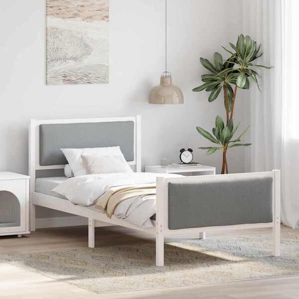 vidaXL Bed Frame with Headboard Light Grey 90 x 190 cm Fabric