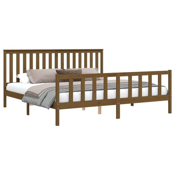 vidaXL Bed Frame without Mattress Brown Solid Wood Pine Super King Size