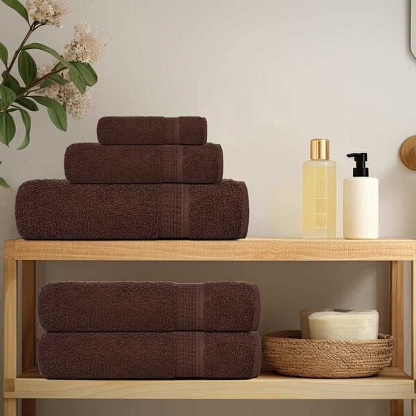 vidaXL 12 Piece Towel Set "FROGN" Brown 100% Cotton