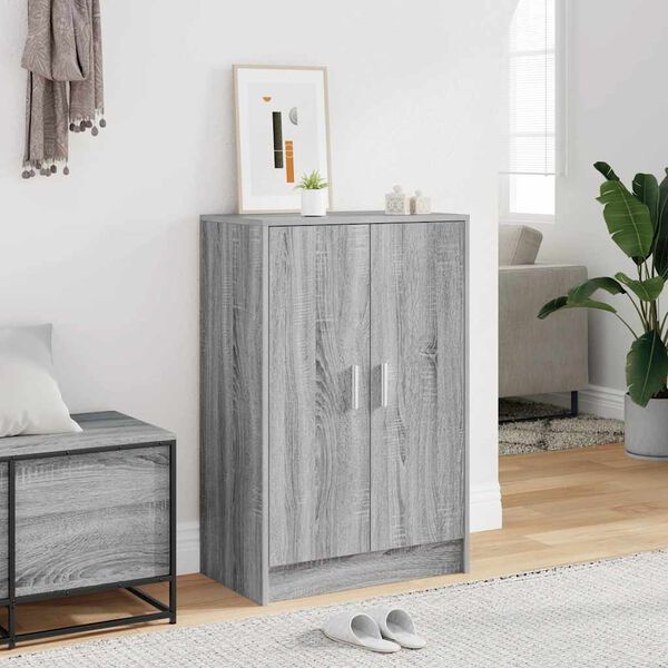 vidaXL Shoe Cabinet Grey Sonoma 60x35x92 cm Engineered Wood