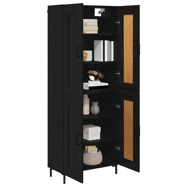 vidaXL Highboard 2 pcs Black Oak Engineered Wood