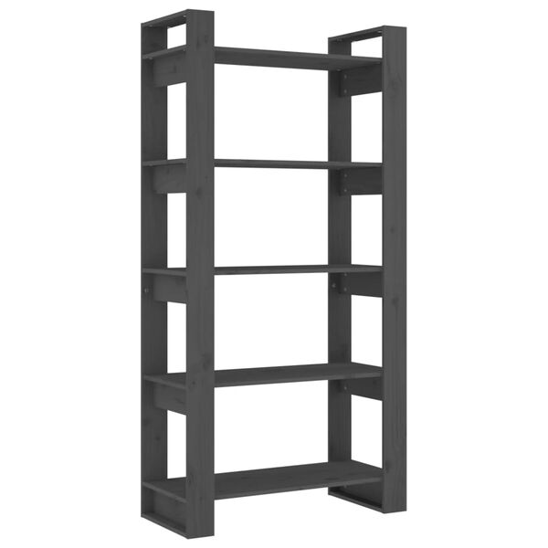 vidaXL Book Cabinet/Room Divider Grey 80x35x125 cm Solid Wood Pine