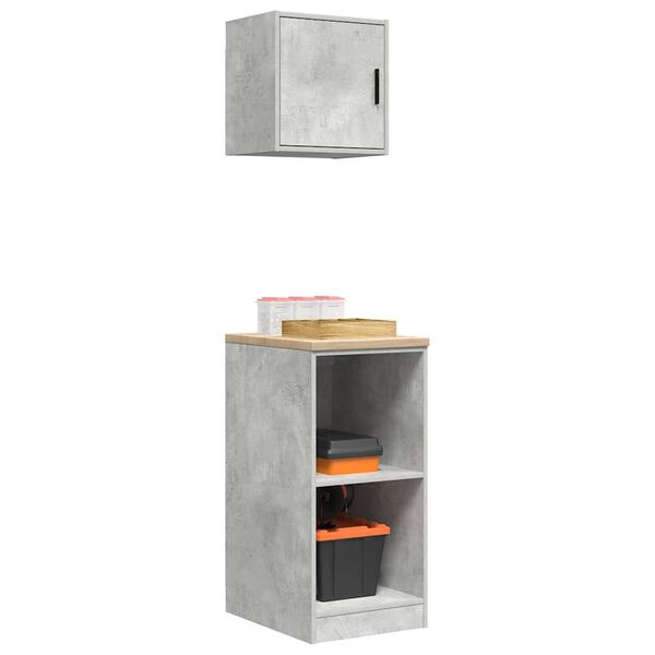 vidaXL Garage Cabinets 2 pcs Concrete Grey Engineered Wood