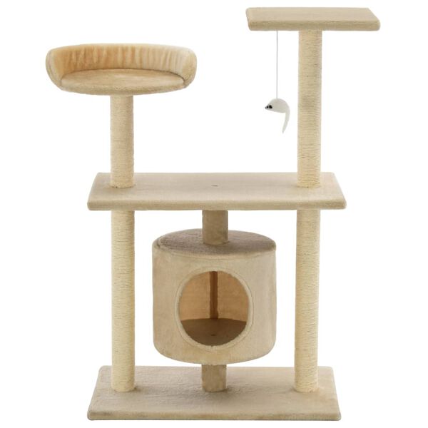 vidaXL Cat Tree with Sisal Scratching Posts 95 cm Beige