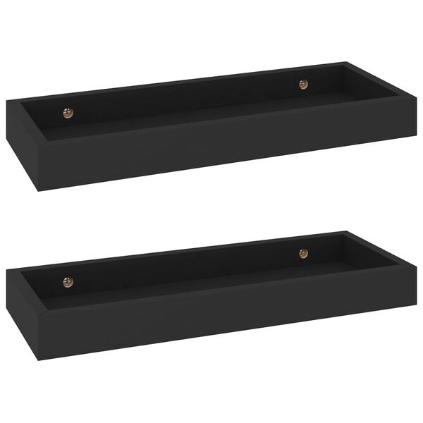 vidaXL Loggia Wall Shelves 2 pcs Black 40x15x4 cm MDF