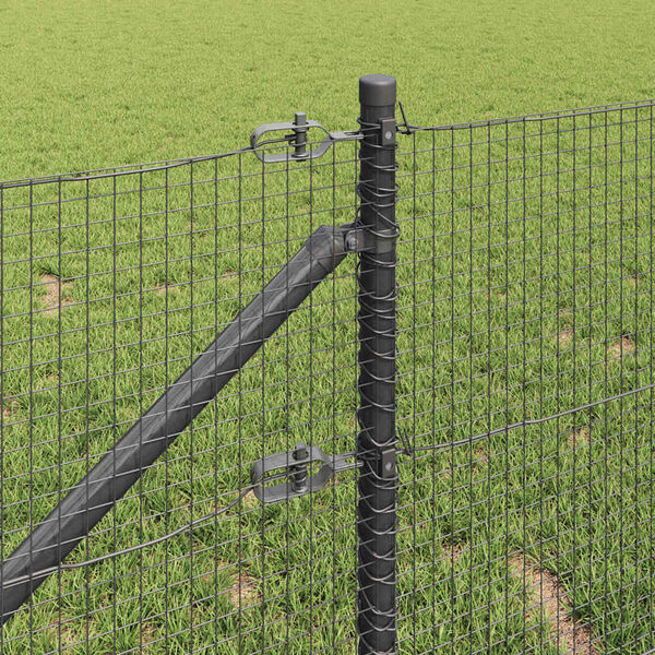 vidaXL Fence Post Grey 25 x 0.4 m (19 x 19 mm mesh) Steel and PVC