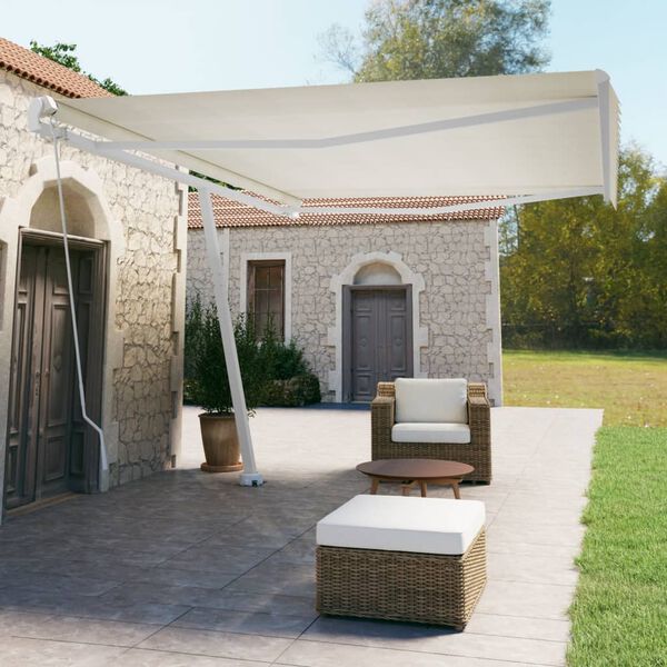 vidaXL Freestanding Manual Retractable Awning 500x350 cm Cream