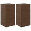 vidaXL Garden Planters 2 pcs Brown 40x40x80 cm Poly Rattan