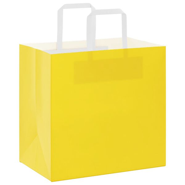 vidaXL Paper Bags 50 pcs with Handles Yellow 26x17x25 cm