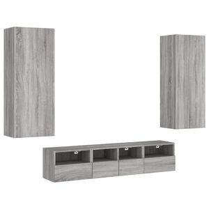 vidaXL 5 Piece TV Wall Units Grey Sonoma Engineered Wood