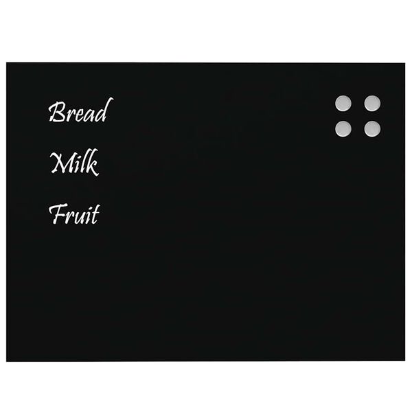 vidaXL Wall-mounted Magnetic Board Black 80x60 cm Tempered Glass