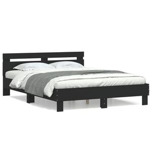 vidaXL Bed Frame without Mattress Black 140x190 cm