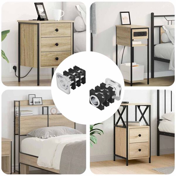 vidaXL Threaded Tube Insert 2 pcs Black and Silver Galvanised Steel