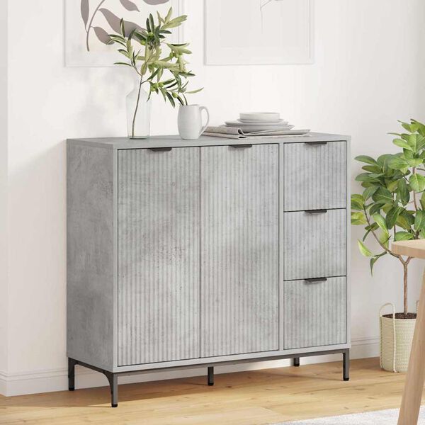 vidaXL Sideboard Concrete grey 89.5 x 33 x 82 cm Engineered wood