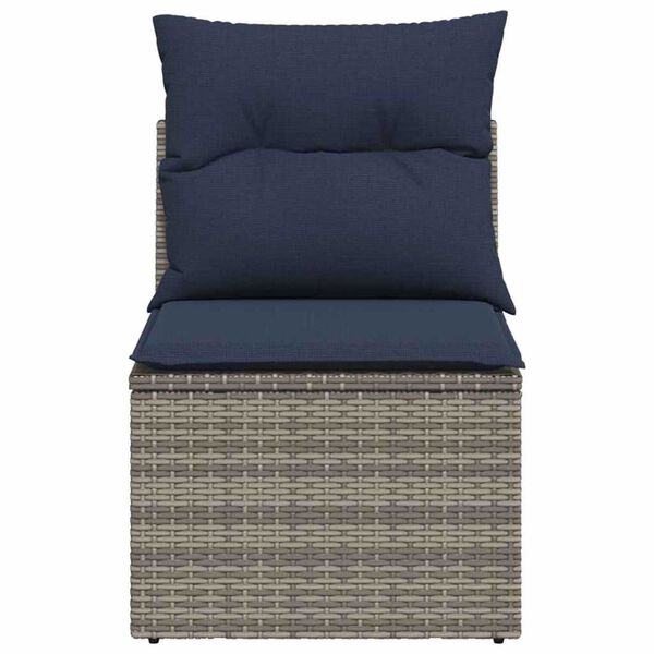 vidaXL Garden Sofa with Cushion Grey 55 x 62 x 69cm Poly Rattan