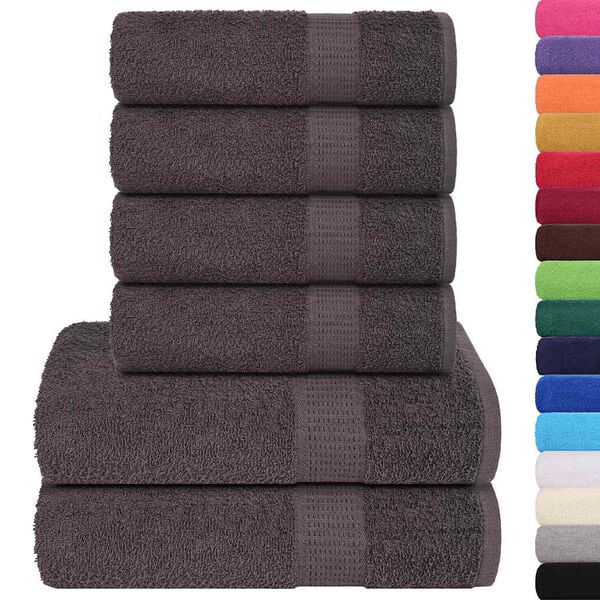 vidaXL 6 Piece Towel Set "FROGN" Anthracite 360 gsm