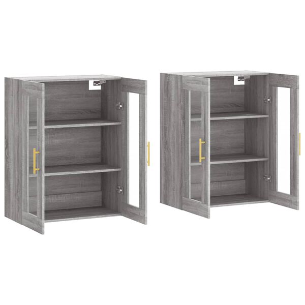 vidaXL Wall Mounted Cabinets 2 pcs Grey Sonoma Engineered Wood