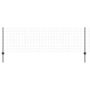 vidaXL Euro Fence with Post 10 x 0.8 m PVC-Coated Steel Grey Mesh