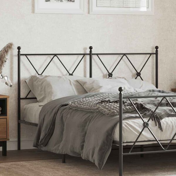 vidaXL Metal Replace Headboard Black 137cm