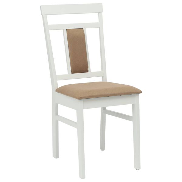 vidaXL Dining Chair 2 pcs White and Brown Solid Rubber Wood