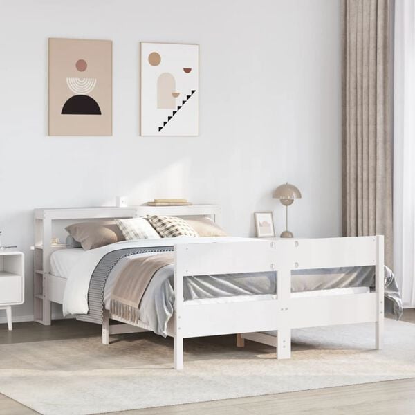 vidaXL Bed Frame without Mattress White 120x190 cm Small Double Solid Wood Pine
