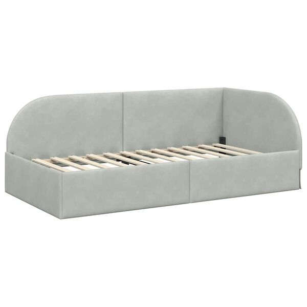 vidaXL Corner Bed Frame Light Grey 90 cm x 190 cm Velvet