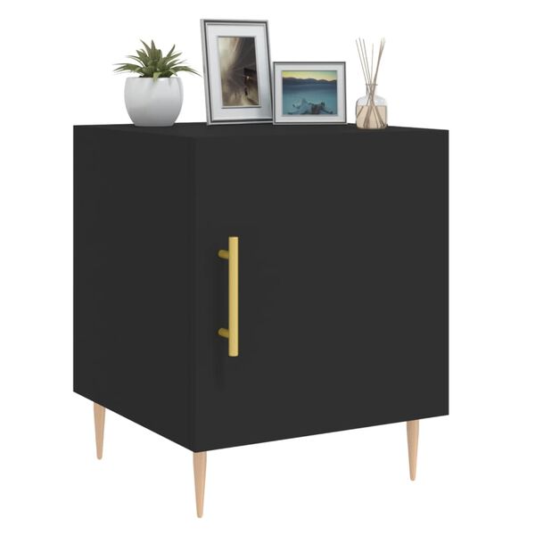 vidaXL Bedside Cabinet Black 40x40x50 cm Engineered Wood