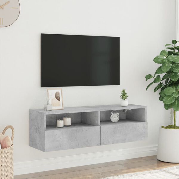 vidaXL TV Wall Cabinet Concrete Grey 100x30x30 cm Engineered Wood