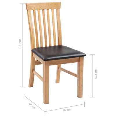 vidaXL Dining Chairs 4 pcs Solid Oak Wood and Faux Leather
