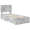 vidaXL Bed Frame with Drawer Concrete Grey 90 x 200 cm Engineered Wood
