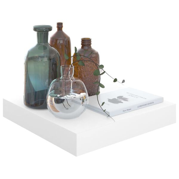 vidaXL Floating Wall Shelves 2 pcs High Gloss White 23x23.5x3.8 cm MDF