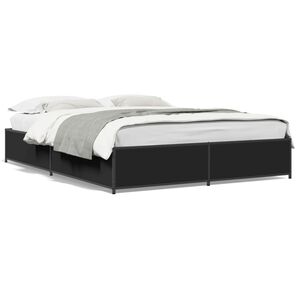 vidaXL Bed Frame without Mattress Black 140x190 cm