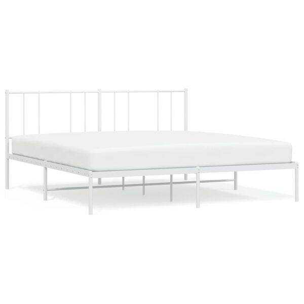 vidaXL Metal Bed Frame without Mattress with Headboard White 180x200cm