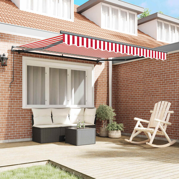 vidaXL Retractable Awning Manual Red and White 300 x 250 cm