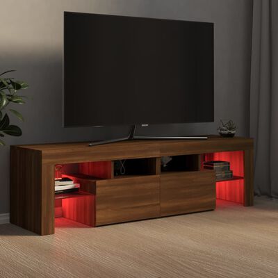 vidaXL TV Cabinet with LED Lights Brown Oak 140x36.5x40 cm
