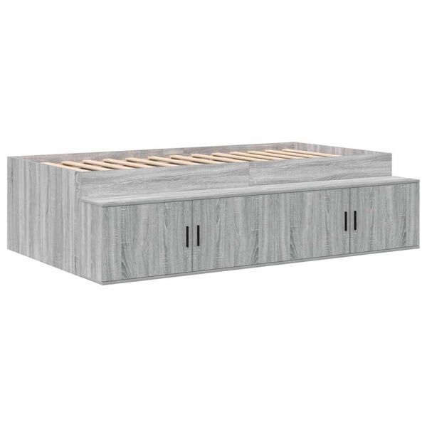 vidaXL Bed Frame with Drawer Grey Sonoma 90 x 200 cm Engineered Wood