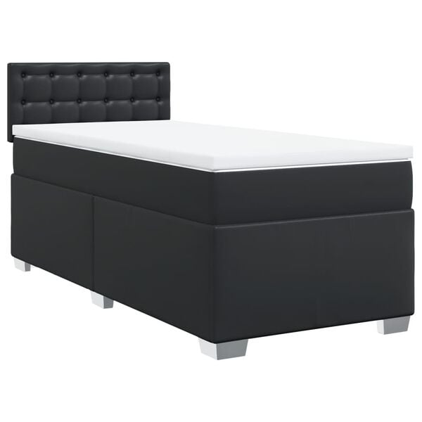 vidaXL Box Spring Bed with Mattress Black 80x200 cm Faux Leather